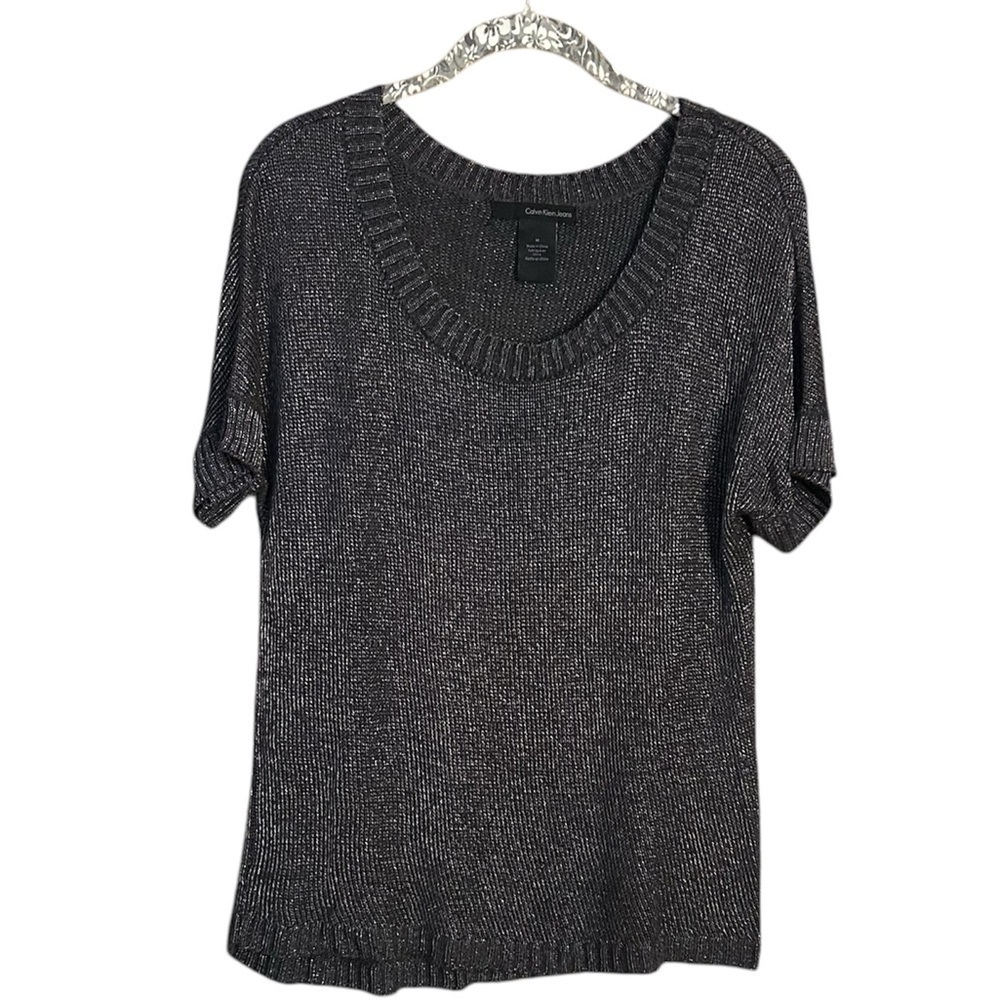 Calvin Klein Jeans Women's Metallic Black Gray Sweater